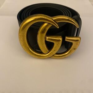Gucci Black Belt with Gold GG Buckle